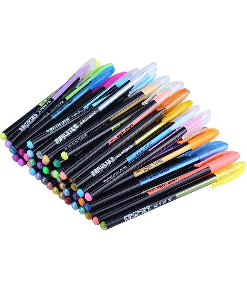 ART 48 Pc Gel Pens Set Color Gel Pens ,Glitter, Metallic , Neon Pens Set suoerfine Nib Sketch Pens (Set of 1, Multicolor) view 2