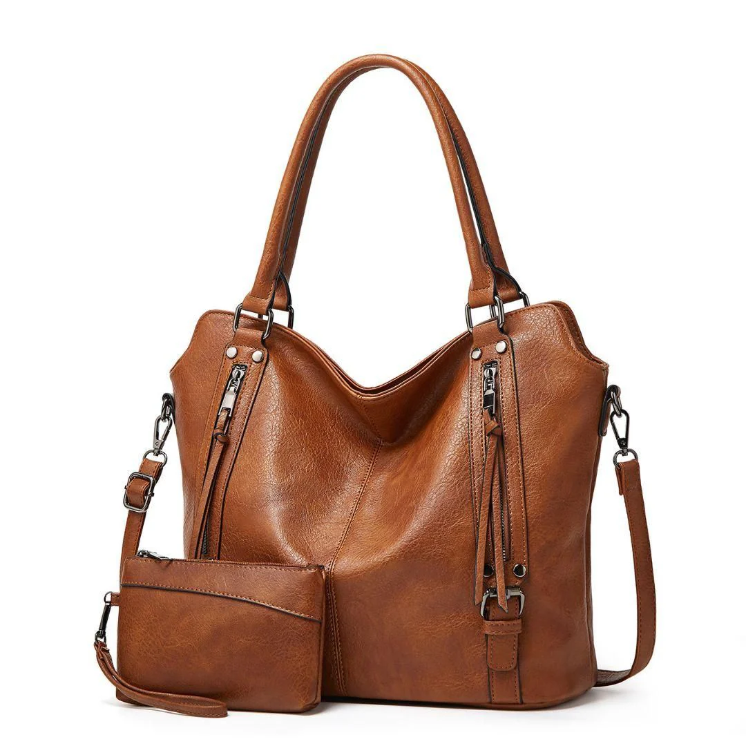 Tote Bags For Women PU Leather Hobo Bags for Women Purse Stylish 2 in 1 Handbags with Shoulder Strap Ladies Office Bag view 2