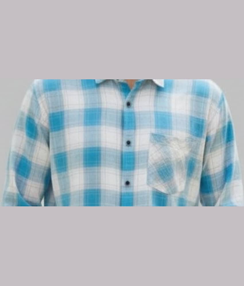 MOUDLIN Cotton Blend Slim Fit Checks Full Sleeves Men's Casual Shirt - Cream ( Pack of 1 ) view 2