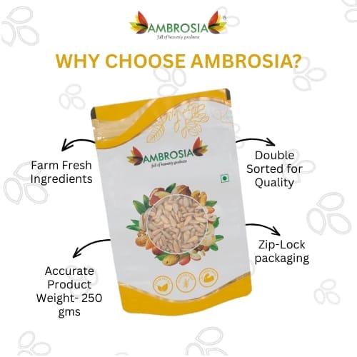 Ambrosia Premium Sunflower Seeds Pouch 250g |Raw| Unroasted (Pack of 1) view 2