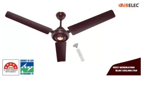 AIRELEC BLDC 005 BEE 5 Star Rated 5 Star 1200 mm 3 Blade Ceiling Fan (BLDC Motor with Remote | Cherry brown | Pack of 1) view 2