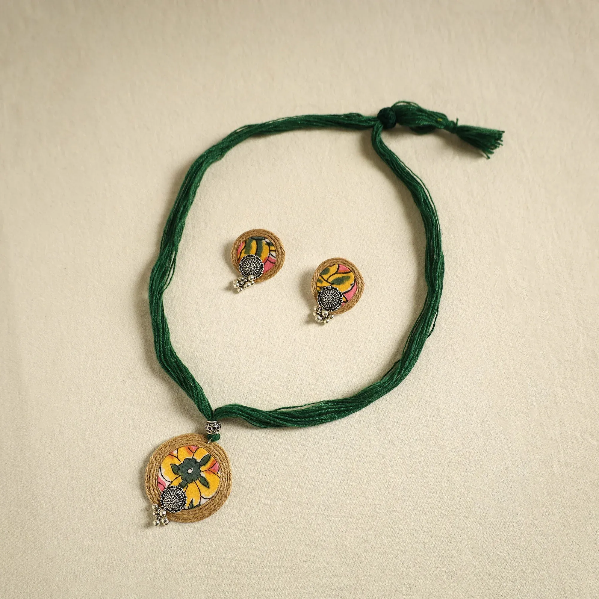Multicolor - Handmade GS Jute Fabart Necklace Set 12 view 2