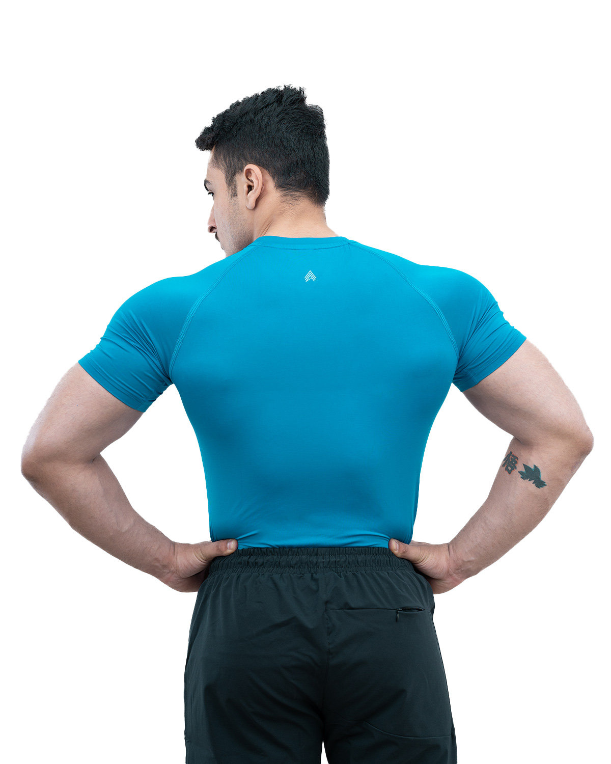 Athflex Men's Half Sleeve Edge Compression T-Shirt-Athletic Base Layer for Gym,Cycling,Training,Workout,Poly-Spandex Blend,Tactical Sportswear & Gymwear - sky blue/S view 2