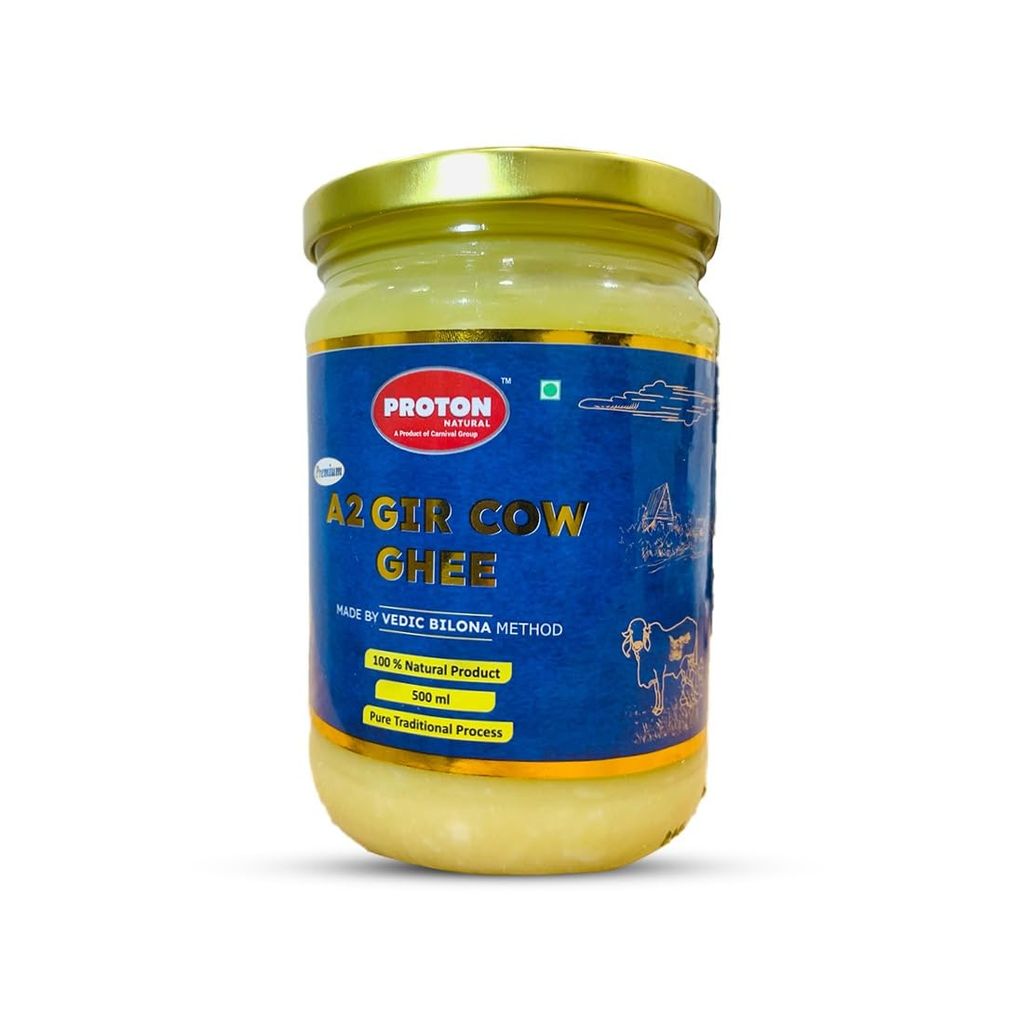 PROTON NATURAL A2 GIR COW GHEE 500ML | Pure A2 Gir Cow Ghee | Gir Cow Ghee 500 gram in Fresh | Neem Wood Bilona Method Ghee | No Added Preservatives | Grass-Fed Desi A2 Gir Cow Ghee |Lab Certified Pack of 2 view 2