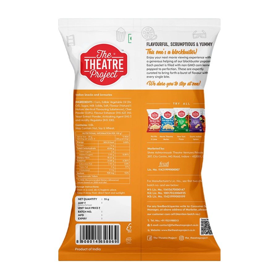 TTP Gourmet Cheddar Cheese Popcorn - 60 gms view 2