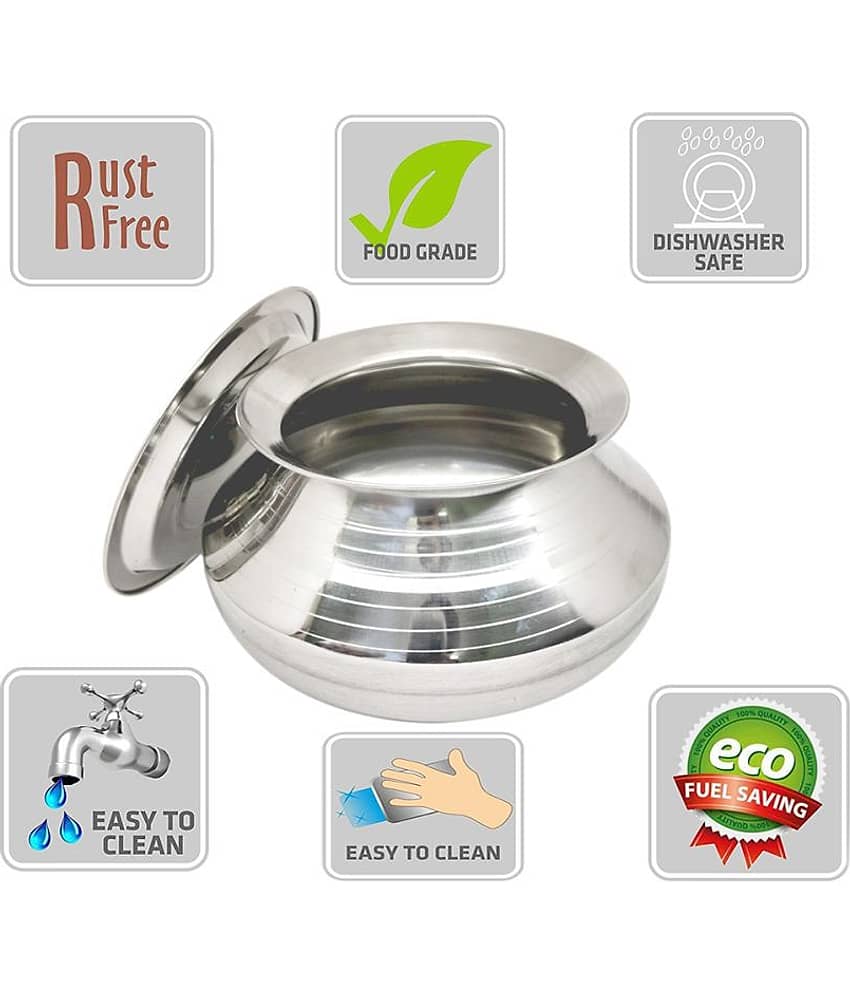 bartan hub na No Coating Stainless Steel Handi 14 cm 1500 mL view 2