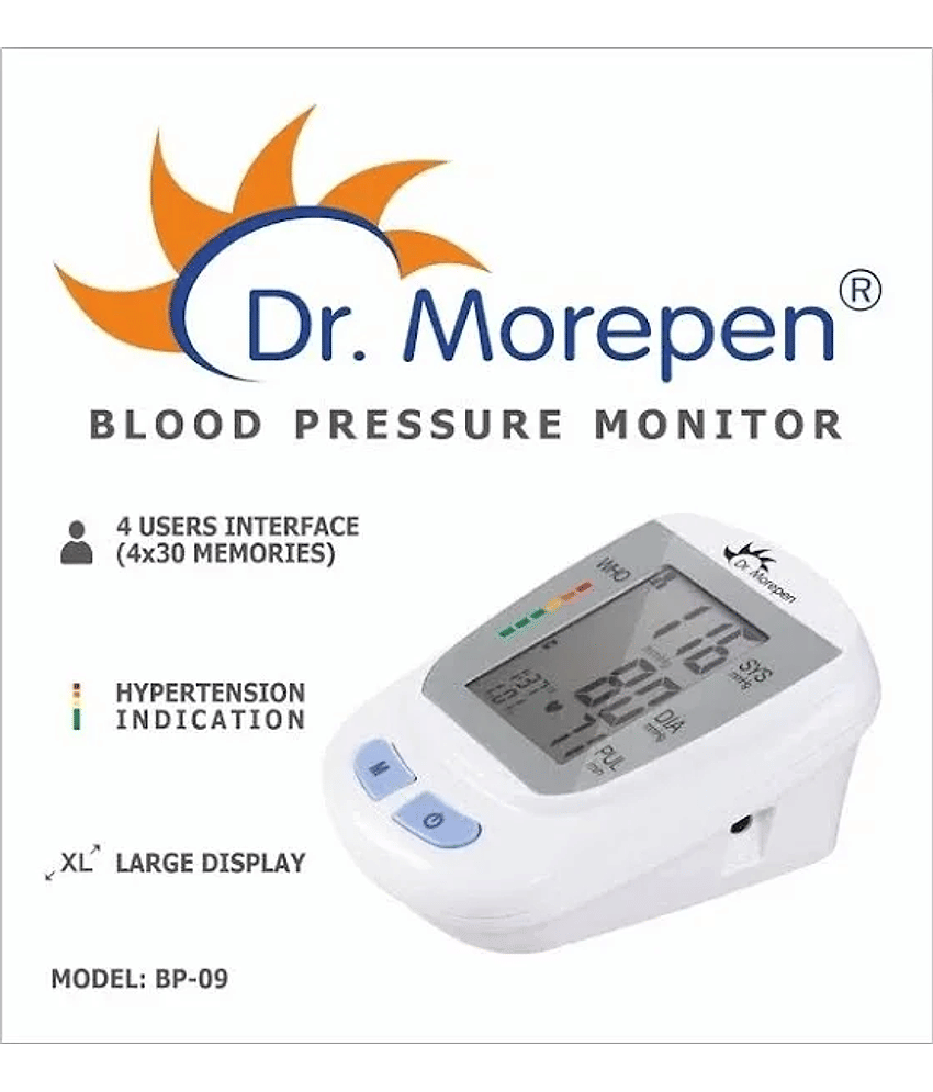 Dr. Morepen 09 Fully Automatic BP Monitor with AC/DC Adaptor and Charger (White)