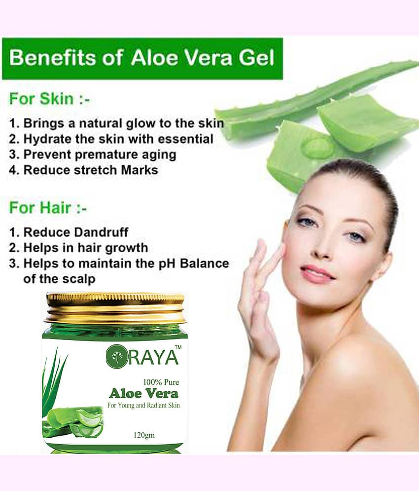 ORAYA 100% Pure AloeVera Gel For Skin,Face care Moisturizing Gel Cleanser 120 mL view 2