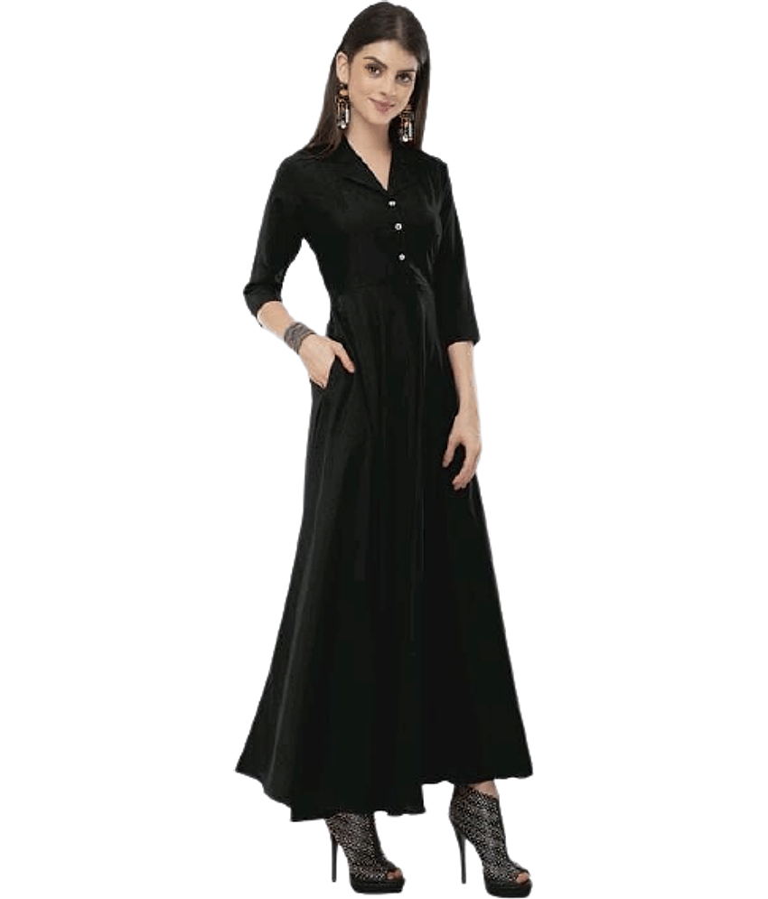 TOGZZ Women Crepe A-line Dress ( Black ) view 2