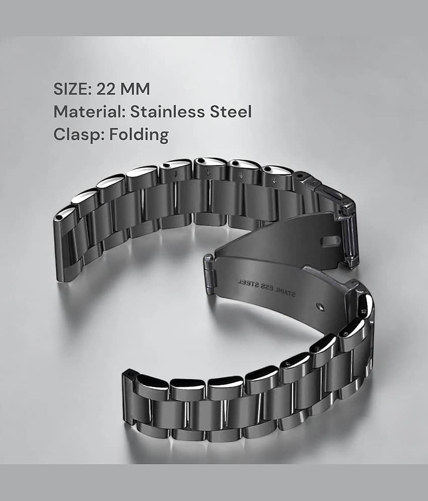 LORENZ 22 MM Black Stainless Steel Chain Smart Watch Strap view 2