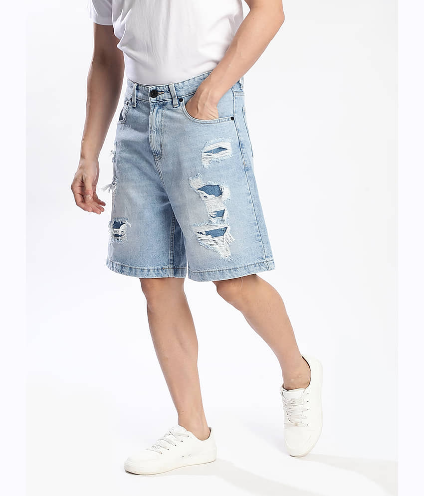Bene Kleed Blue Cotton Men's Denim Shorts ( Pack of 1 ) view 2