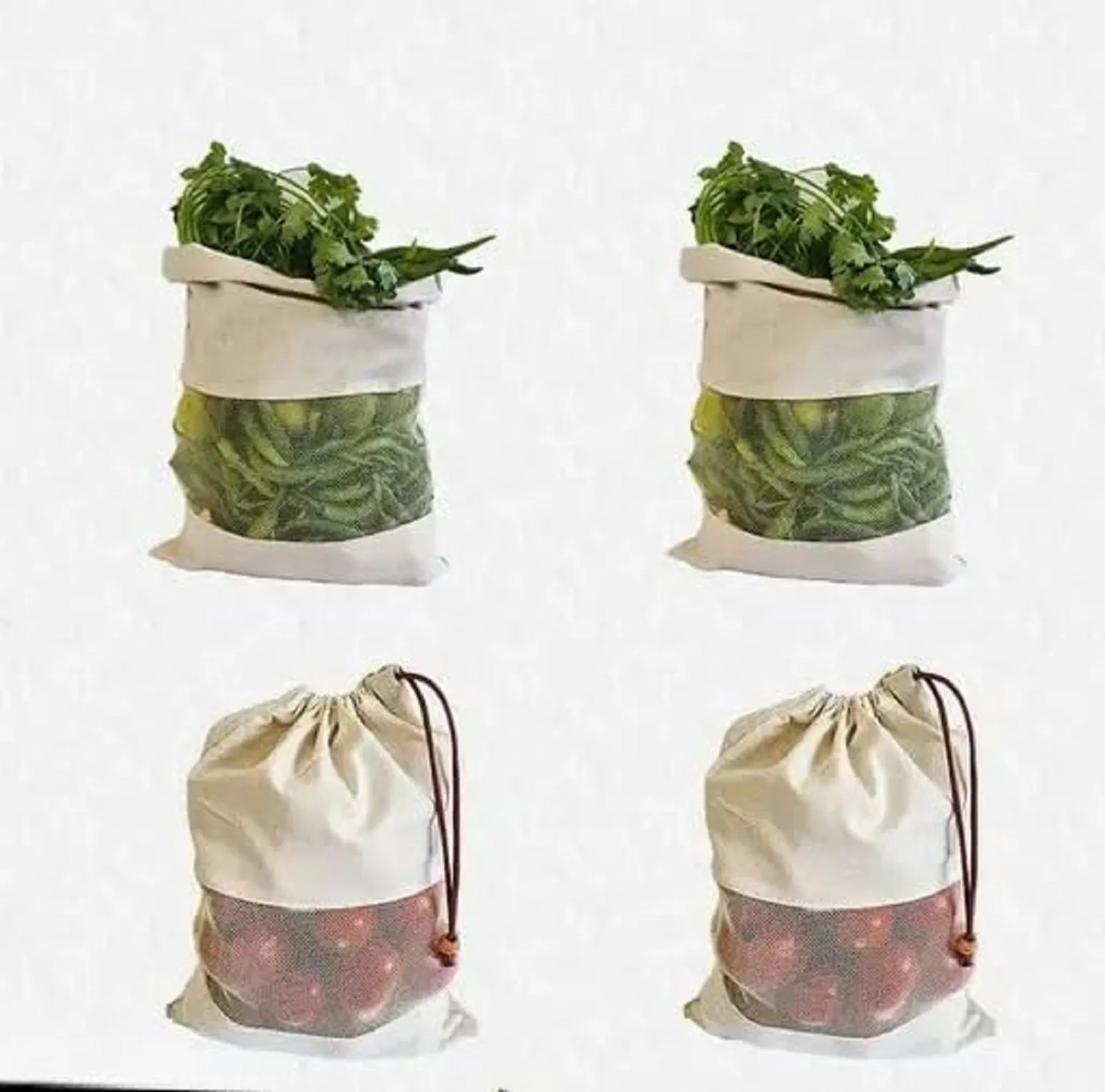 Cotton Vegetable Storage Bags Fridge bag | Reusable Muslin Refrigerator Produce bag view 2