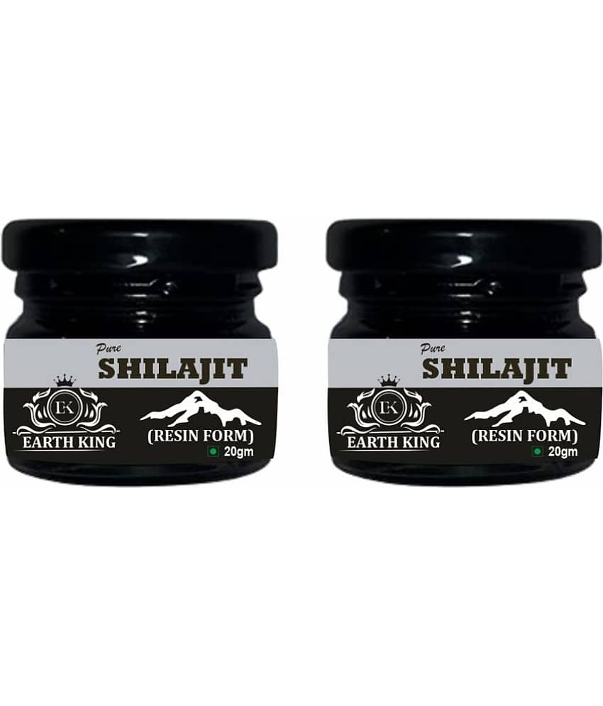 EARTH KING Pure Ayurvedic Shilajit/Shilajit Resin (Semi Liquid) - 40Gm (Pack of 2)