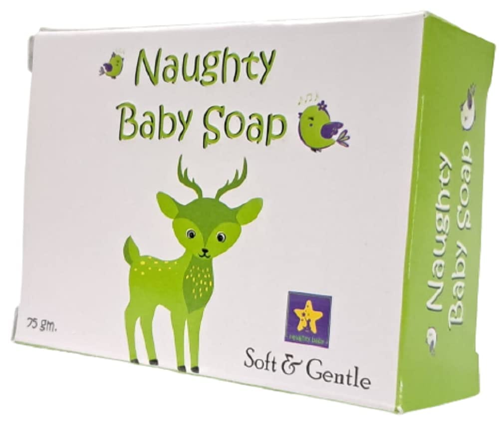 naughty baby soft & gentle neem baby soap bar with Badam Oil and Rakhta Chandan. Pack of 3x75 gm