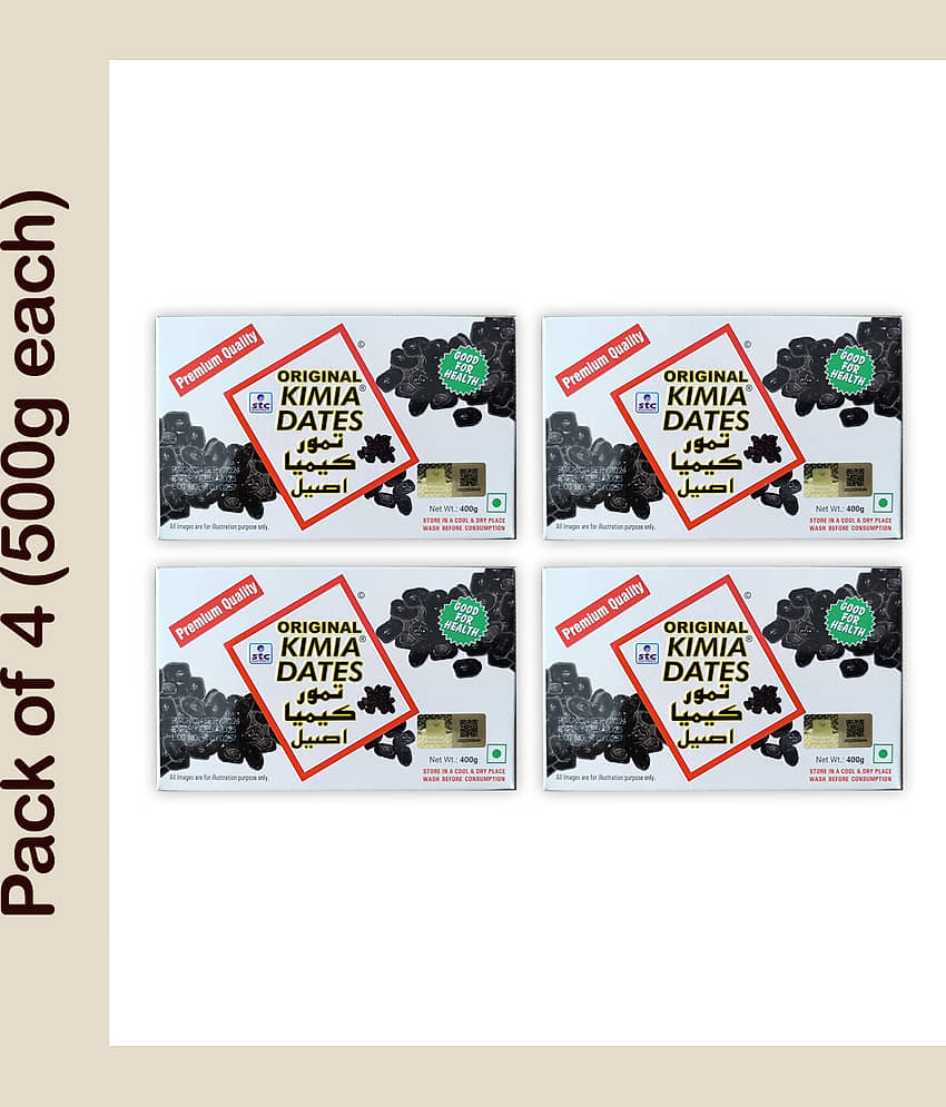 Kimia Dates Original Mazafati Dates Juicy & Delicious Khajoor Healthy Snacks 400 gm (Pack of 4)