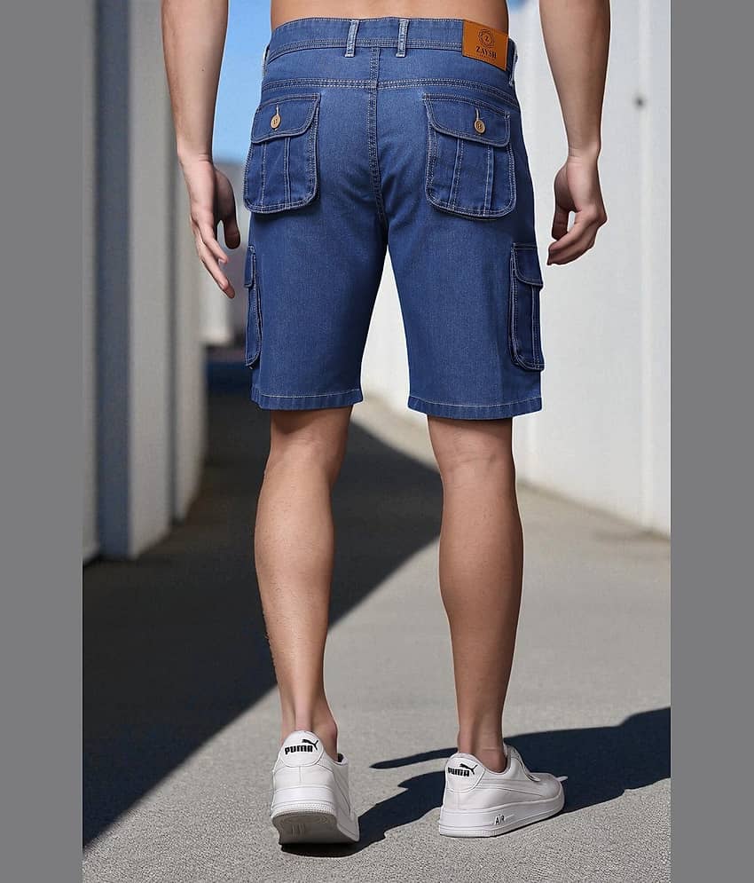 ZAYSH Blue Cotton Blend Men's Denim Shorts ( Pack of 1 ) view 2
