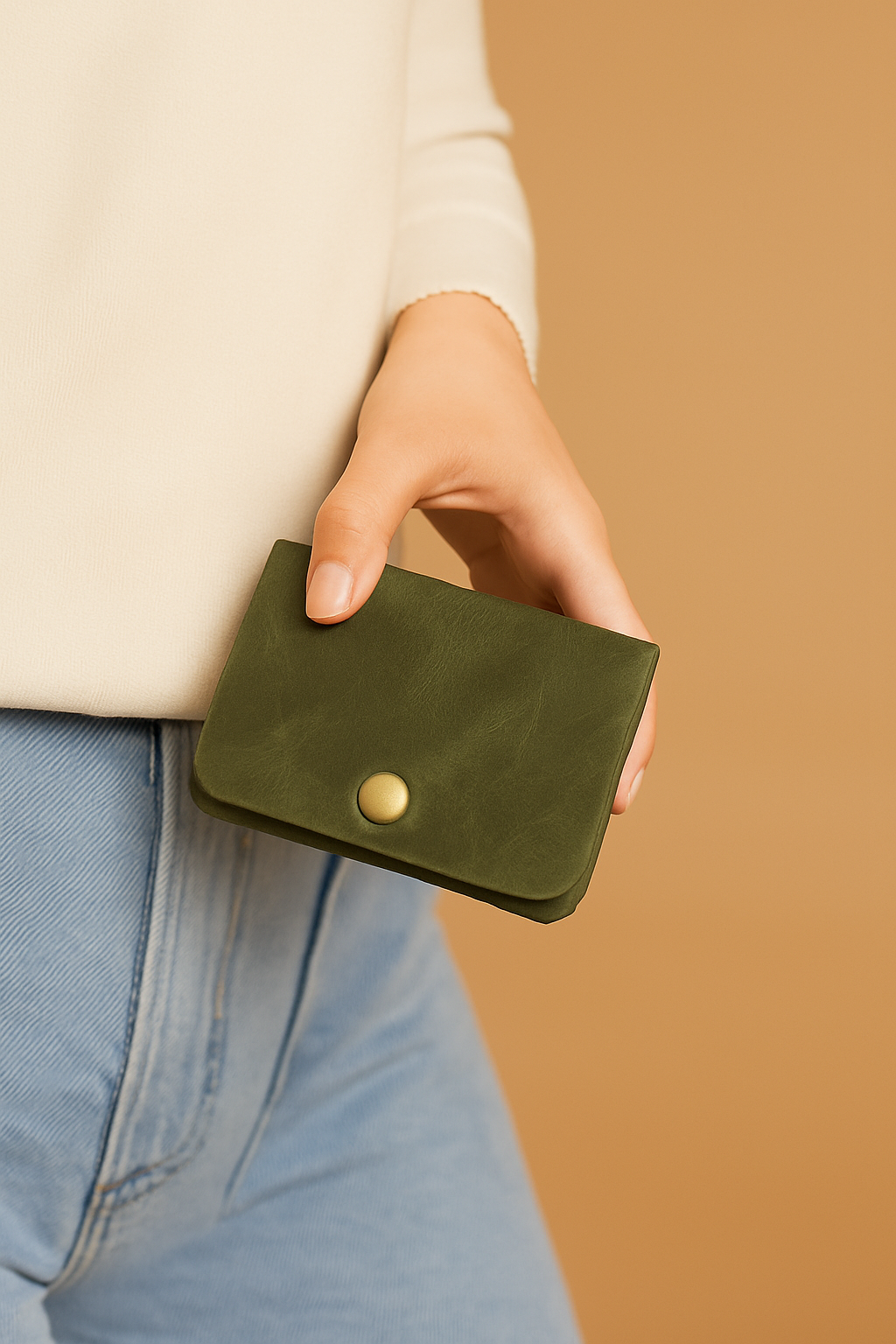 Crushed olive green native batua view 2