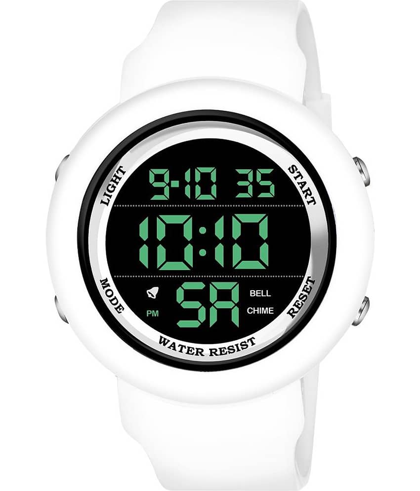 Hala - White PU Digital Men's Watch