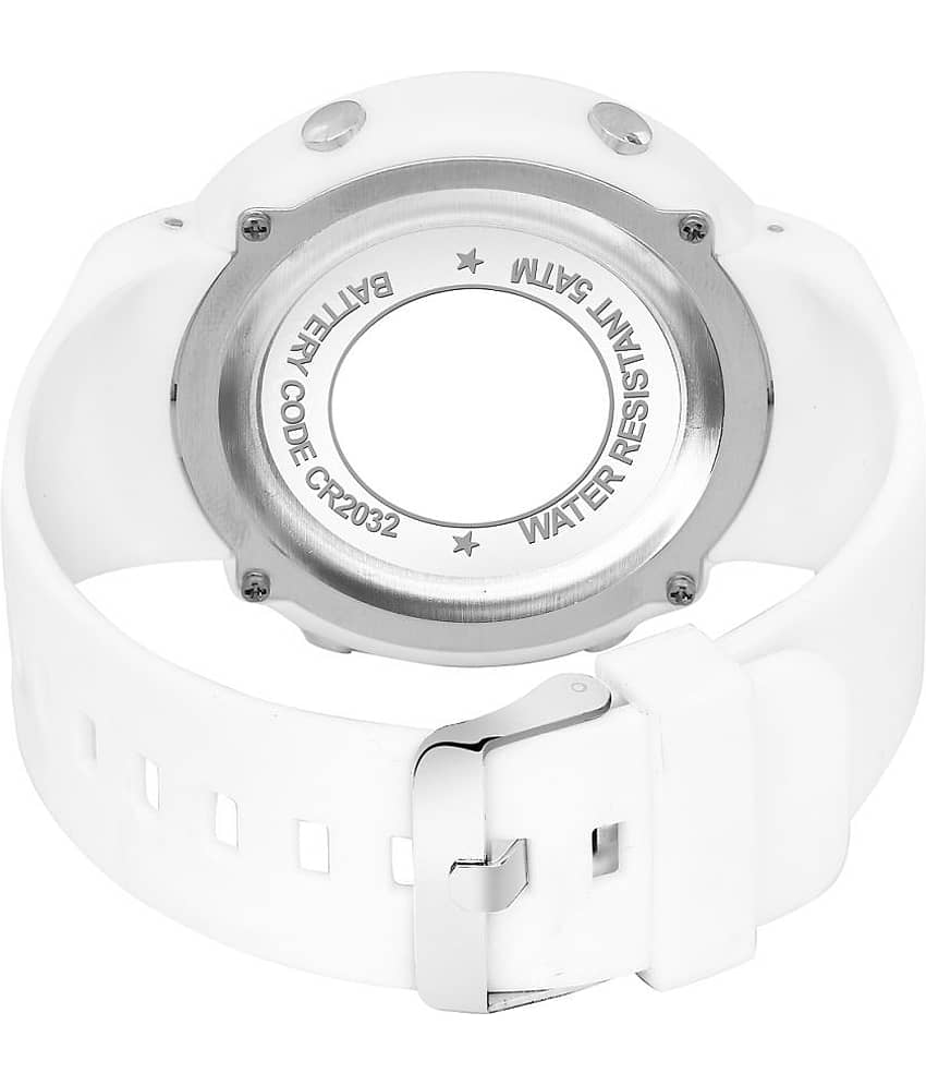Hala - White PU Digital Men's Watch view 2