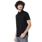 Mufti Black Cotton Linen Slim Fit Casual Shirt view 2