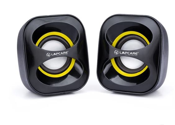 LAPCARE 6W RMS USB Speaker with Enhanced Bass Effect, Dual 2-Inch Drivers, In-Line Volume Control & 3.5mm Audio Jack