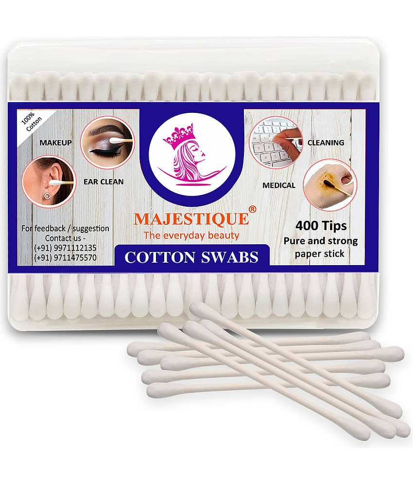 Majestique 200Pcs Paper Cotton Swabs Cruelty-Free Cotton Swabs, Face Cleaning, Makeup and Beauty