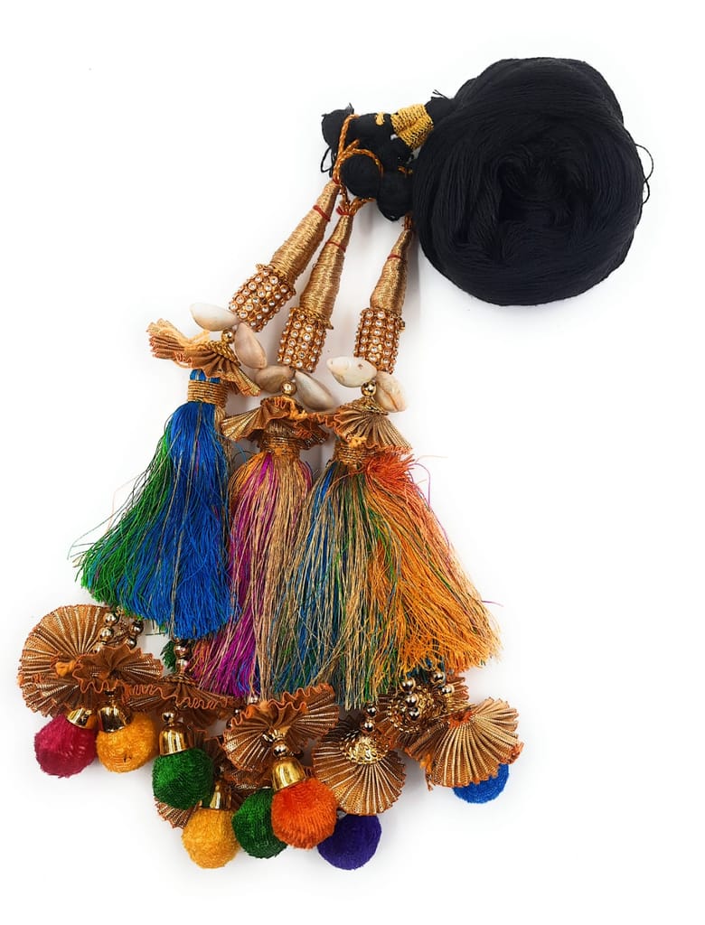 Kaudi Heavy Design Punjabi Paranda/Patiala Shahi Parandi Hangings black, Design Golden & Multi Colors view 2