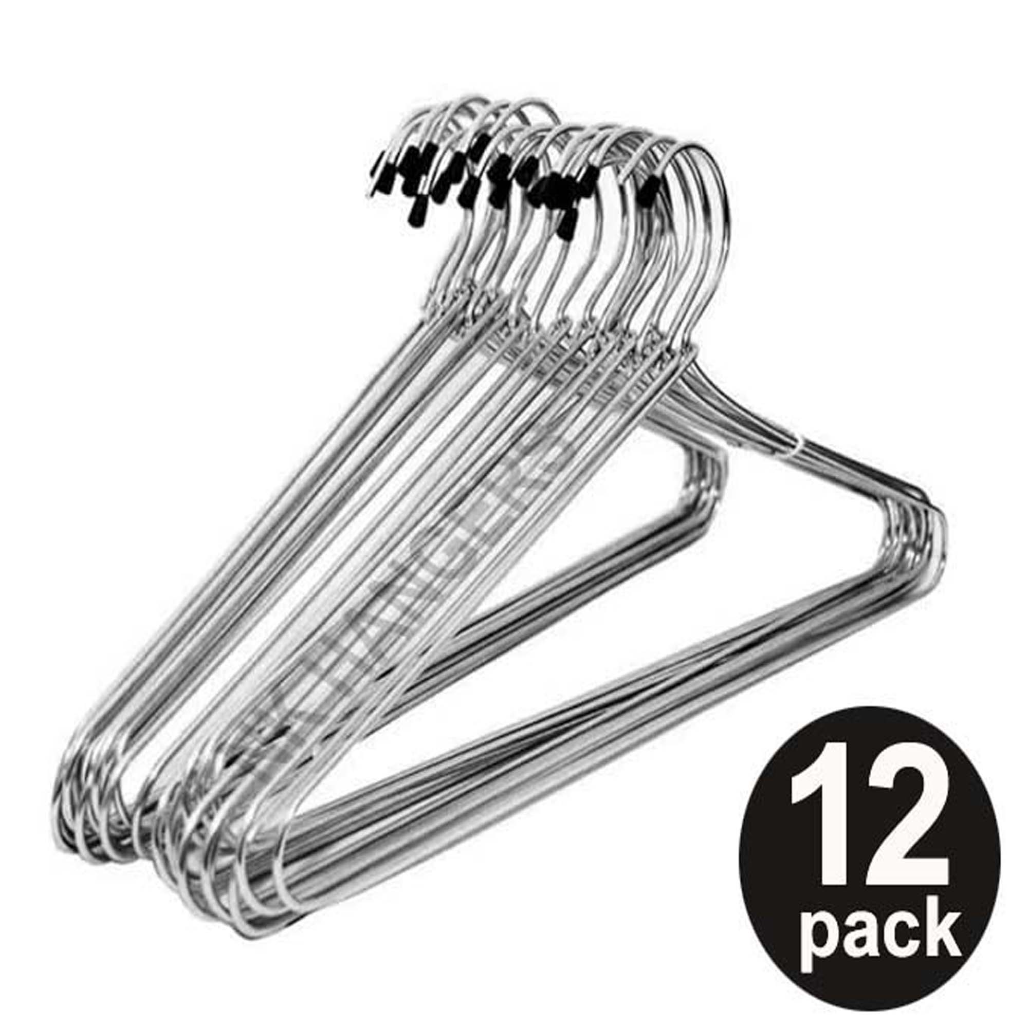 N.K HANGERS Clothes Wire Heavy Duty Stainless Steel Hangers with Non Slip Grooves, Ultra Thin Metal Space Saving Clothing Hanger 16.5 Inch 12 pcs