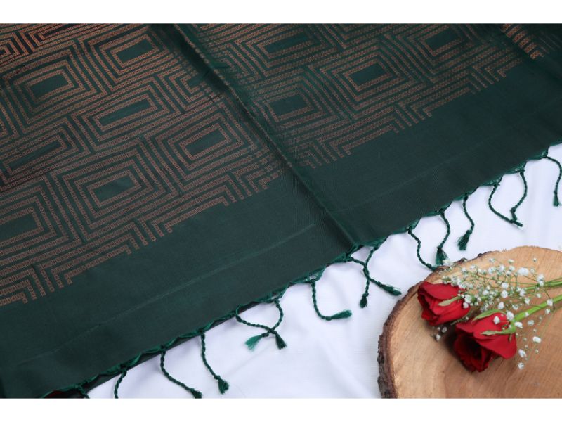 Green Soft Silk Saree view 2