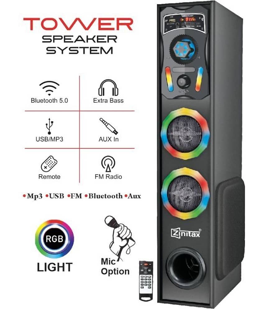 Zinitax RGB ZP-NTS1 Tower Speakers - Black view 2