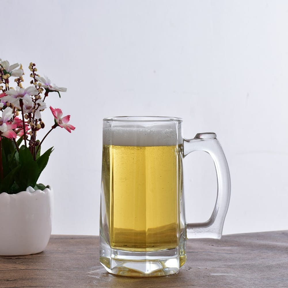 Heavy Base Beer Glass,400 ML,Set of 1,Italian Style Jumbo Beer Mug with Handle,Elegant & Durable Glassware for Beer, Lager & Ales,Perfect for House Parties & Restaurants,Ideal for Gift view 2