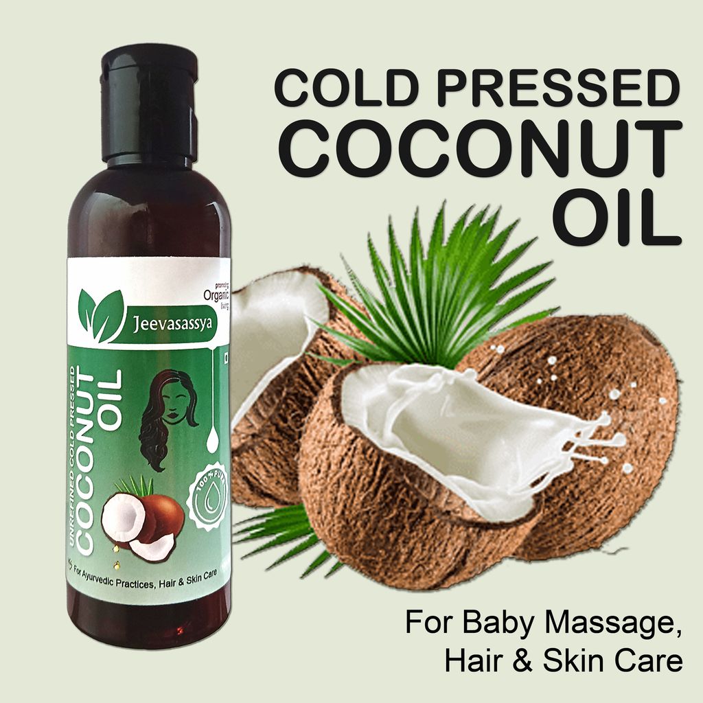 Jeevasassya Unrefined Cold Pressed Coconut Oil 100 ML For Baby Massage, Skin & Hair Care