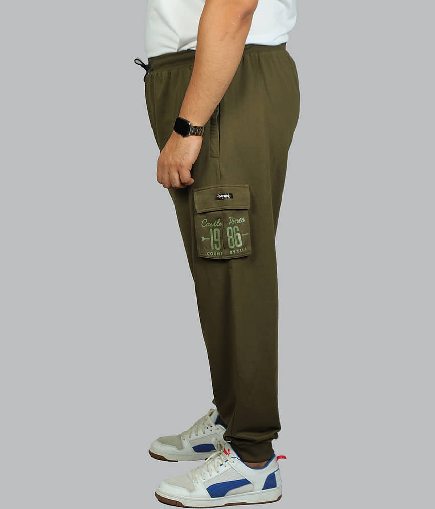 Xmex - Olive Green Cotton Blend Men's Joggers ( Pack of 1 ) view 2