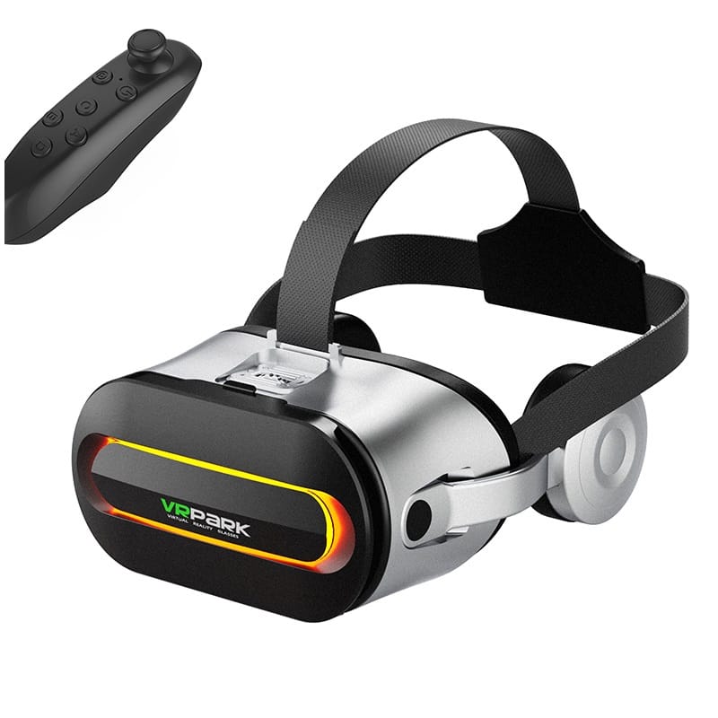 AUSHA Virtual Reality VR Headset with Headphones & Bluetooth Controller | 3D Movies & Games | 110° Wide View