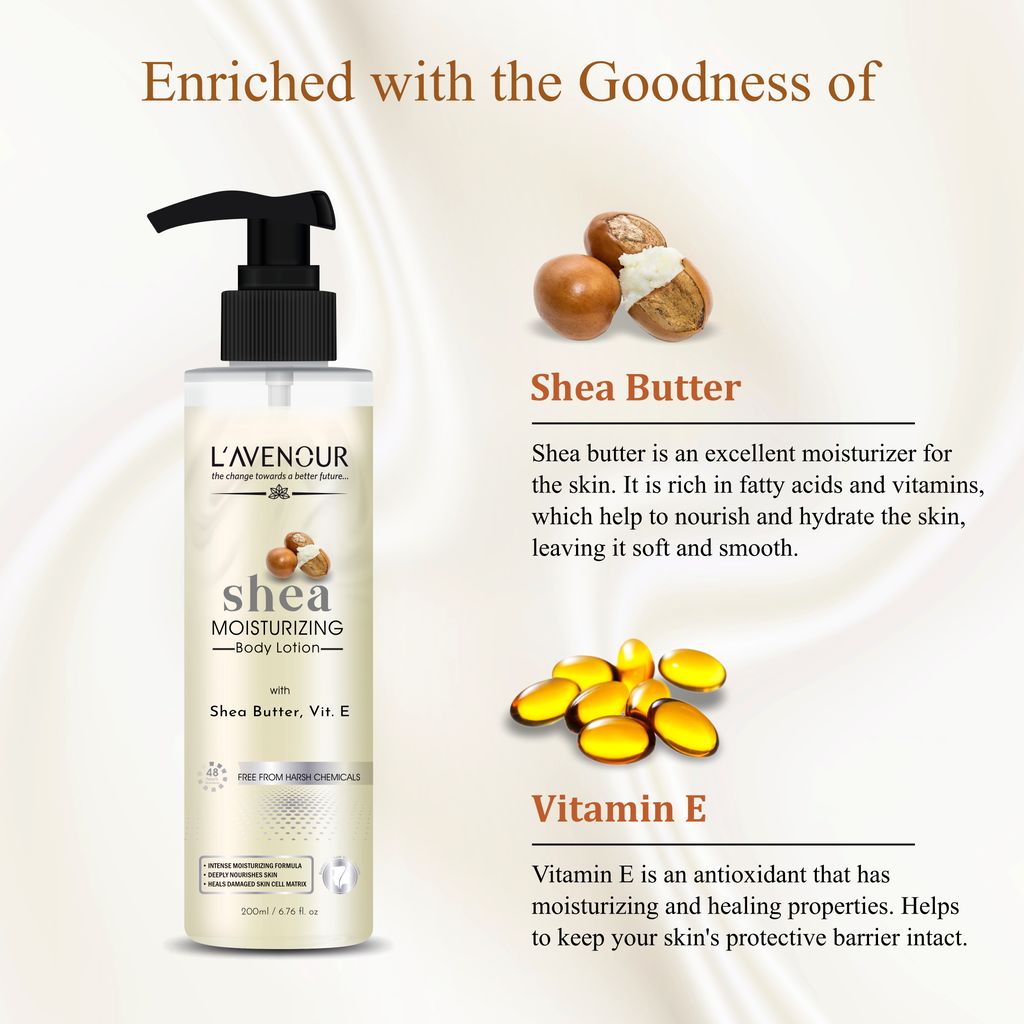 L'avenour Shea Butter Moisturizing Body Lotion For Men & Women, Reduce Dryness - 200ml view 2