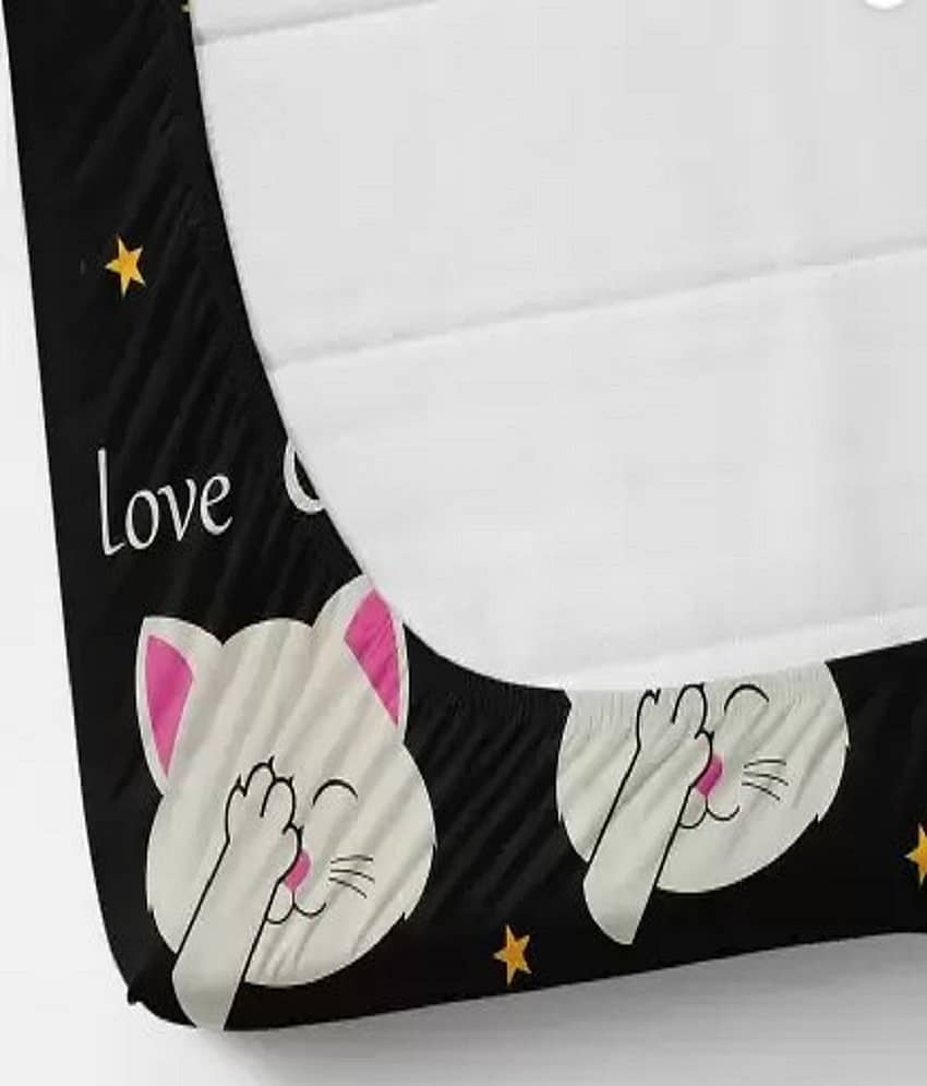 YKNIP Cotton Animal Fitted 1 Bedsheet with 2 Pillow Covers ( King Size ) - Black view 2