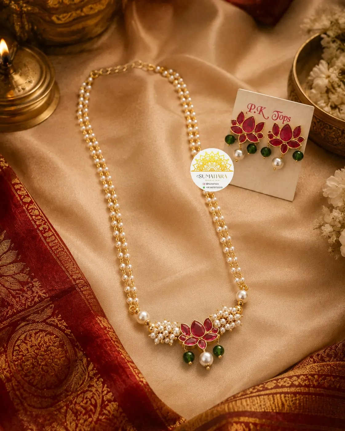 Lotus elegant neckpiece with earrings..