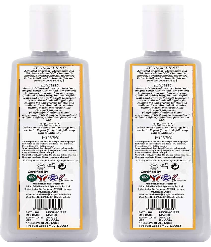 Mirah Belle Natural & Organic - Activated Charcoal Cleansing & Healing Scalp- Paraben Free Shampoo 200 mL Pack of 2 view 2