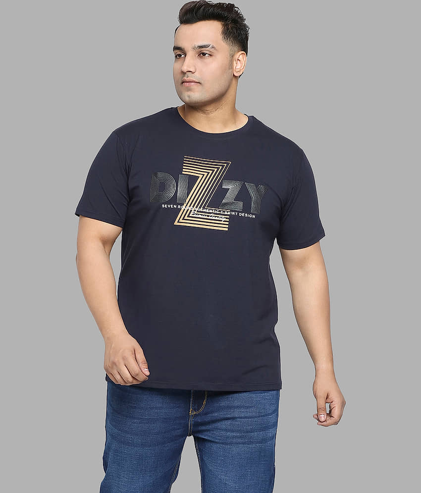 Xmex Pack of 1 Cotton Blend Regular Fit Men's T-Shirt ( Navy )