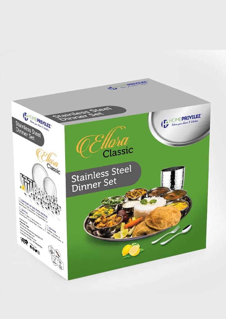 Ellora Classic Stainless Steel Dinner Set (Set of 42/24 pcs) view 2