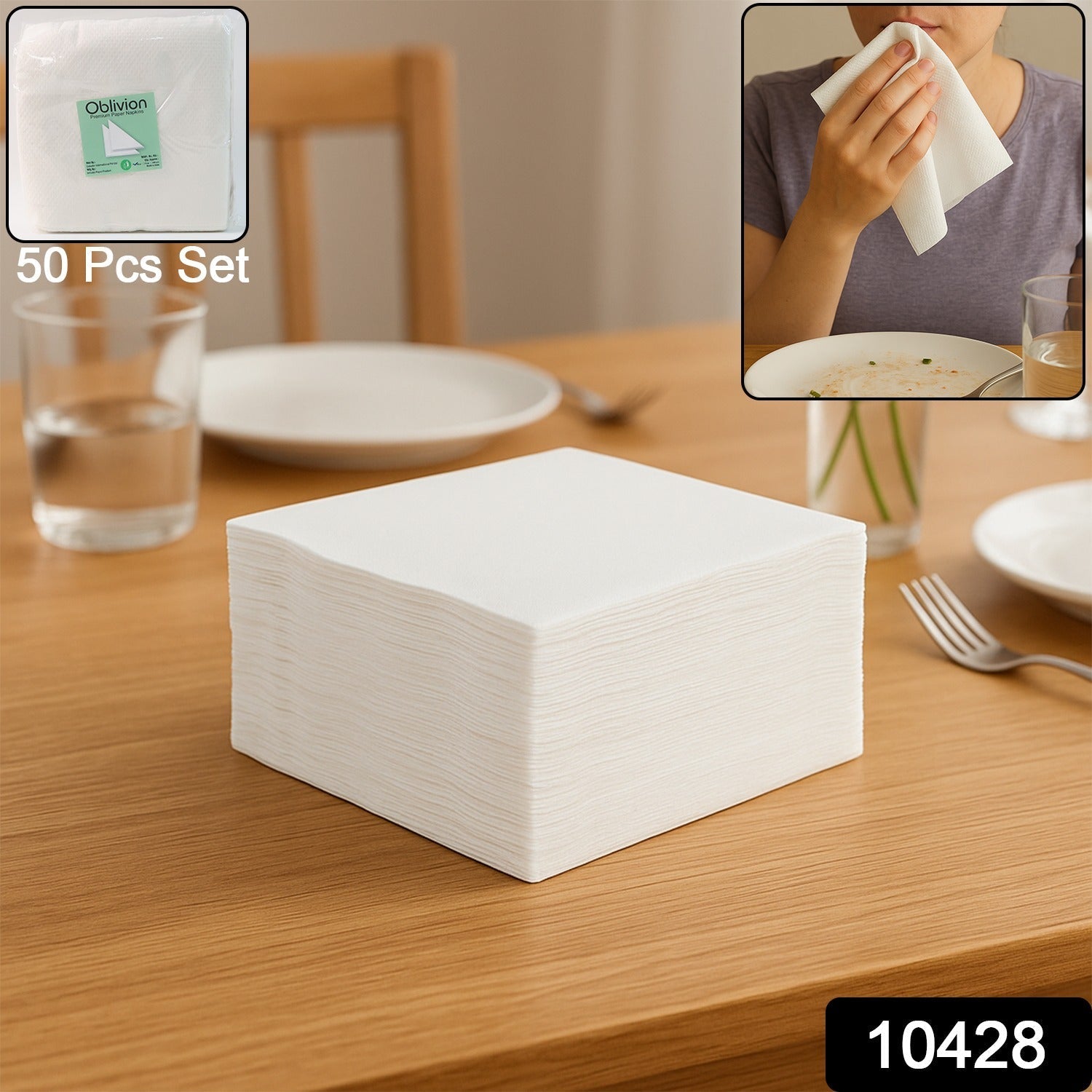 Soft & Absorbent Disposable Tissue Paper / Napkins Set (50 Pc) view 2
