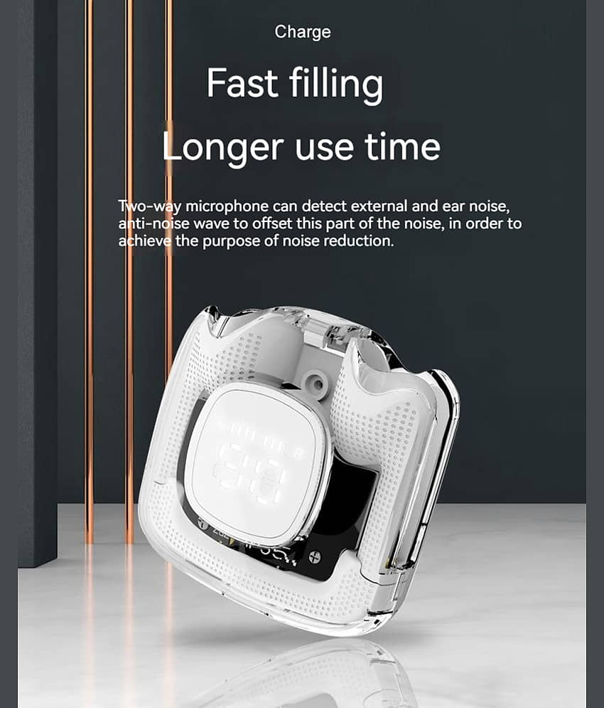 VEhop with Digital Display Bluetooth True Wireless (TWS) In Ear 30 Hours Playback Fast charging,Dual pairing IPX4(Splash & Sweat Proof) White view 2