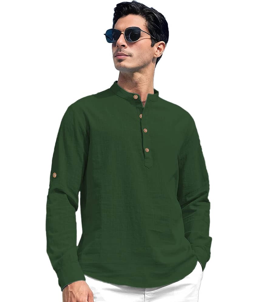 Vida Loca Turquoise Cotton Blend Men's Shirt Style Kurta ( Pack of 1 ) view 2