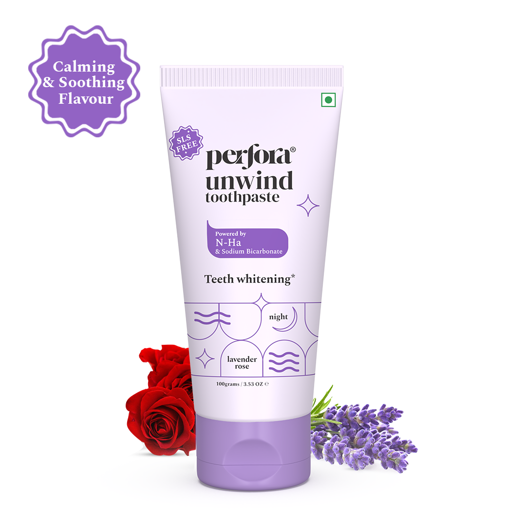 Perfora Unwind Toothpaste | Teeth Whitening & Superior Cleaning | SLS & Fluoride Free Toothpastes | N-Ha For Teeth Remineralisation | Healthy Gums & Complete Dental Care | Lavender Rose