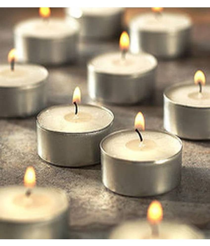 Heaven Decor White Unscented Wax Tea Light Candle 3 cm ( Pack of 50 ) view 2