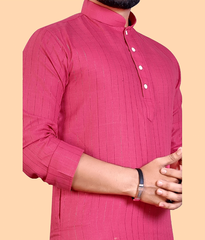 Balaji's Wine Cotton Blend Regular Fit Men's Kurta Pyjama Set ( Pack of 1 ) view 2