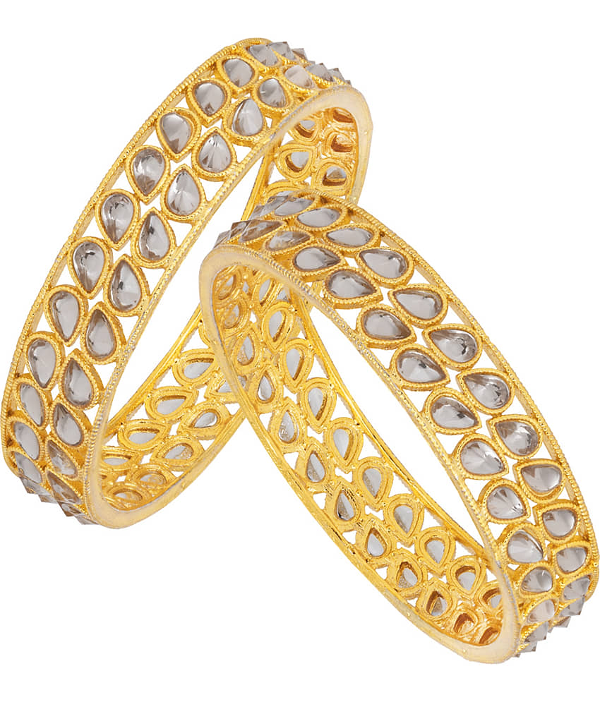 Sukkhi Beguiling Gold Plated Kundan (Set of 2) Bangle For Women