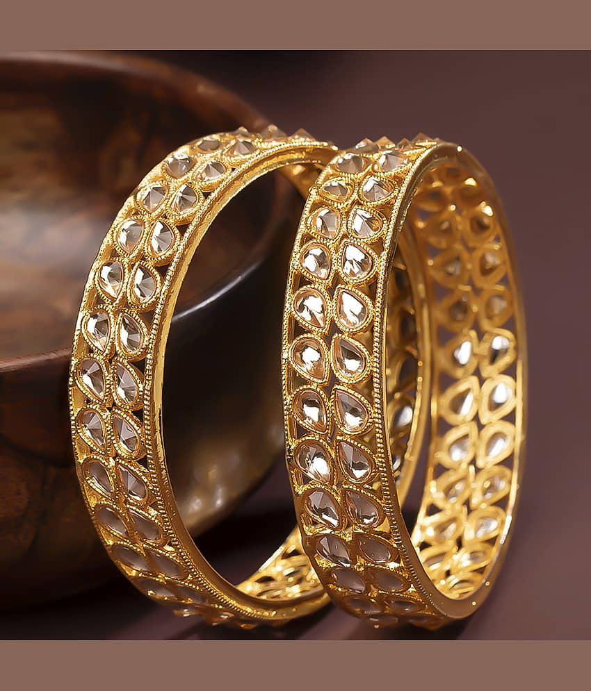 Sukkhi Beguiling Gold Plated Kundan (Set of 2) Bangle For Women view 2
