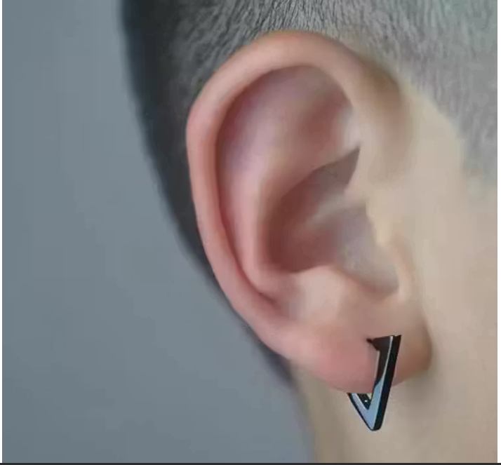 TRIANGLE HOOP - Steel Stud Earrings for Men & Boys. view 2