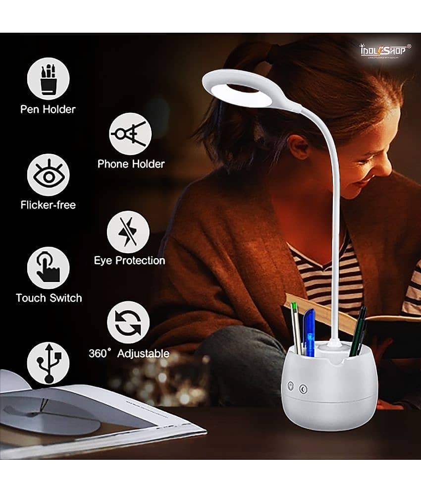 IDOLESHOP - White Study Table Lamp ( Pack of 1 ) view 2